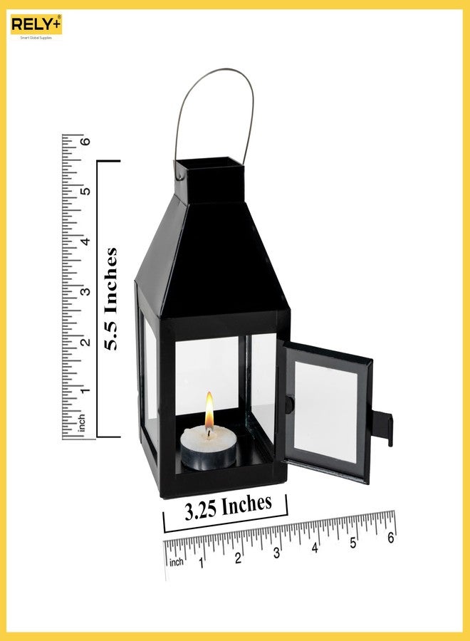 Rely+ Black Metal Lantern Candle Holder - Indoor & Outdoor Decor, Hanging Tealight Candlestick Holders for Wedding, Party, Halloween, Christmas, Dinner - Modern Home Decor, 5.5 Inch - Image 4